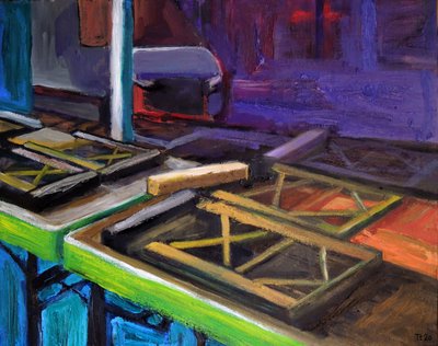 色とりどりのマーケットのテーブル 作： Tore Bahnson