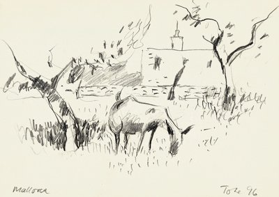 草を食むヤギのスケッチ 作： Tore Bahnson