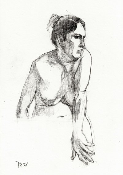 物思いにふける女性の姿 作： Tore Bahnson