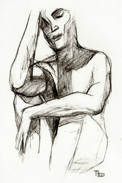 物思いにふける人物画 作： Tore Bahnson