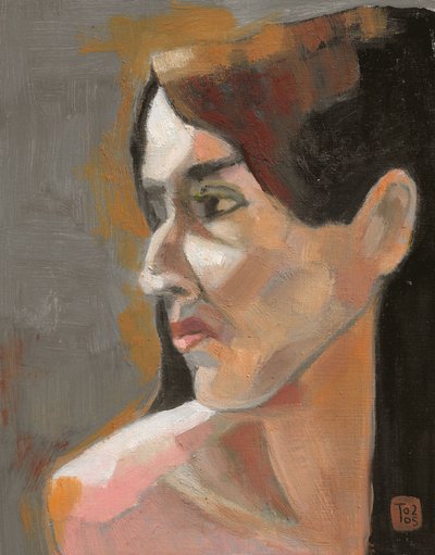 物思いにふける女性の横顔 作： Tore Bahnson