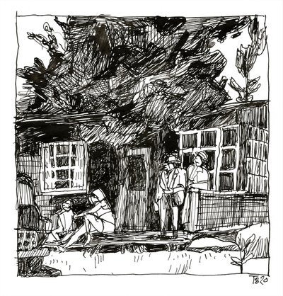 ヴィンテージ風のポーチの風景 作： Tore Bahnson