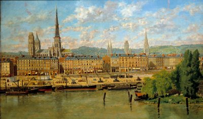 ルーアンの港 トレッロ・アンキロッティ（1843-1899）の絵画 1878年 日。0,36x0,62 m ルーアン、ミュゼ・デ・ボザール - ルーアンの港。トレッロ・アンキロッティ（1843-1899）の絵画 作： Torello Ancillotti