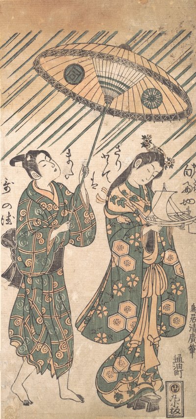 小野小町役の中村富次郎と小野小町役の佐野川市松は、1756年頃の作品。 作： Torii Kiyohiro