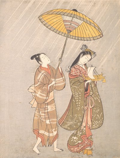 雨乞いをする小町（1765年頃）。 作： Torii Kiyomitsu.