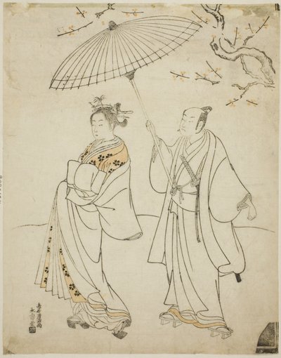 初代市川駒蔵（左）と初代中村松江（右） 作： 鳥居清光初代
