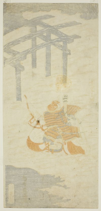 馬に乗って宇治川を渡る武者・佐々木四郎高綱 作： 鳥居清光初代