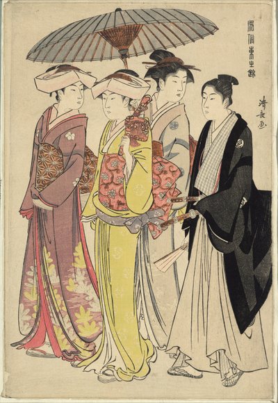 「風俗吾妻錦」シリーズより、三人の侍女 作： Torii Kiyonaga