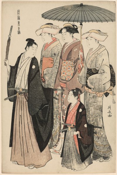 「風俗東錦」より 若貴公子とその母と三人の召使 作： Torii Kiyonaga