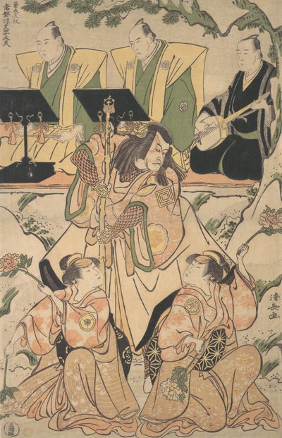 演技とダンスパフォーマンスのショサコンビネーションの俳優、ca。 1790年。 作： Torii Kiyonaga