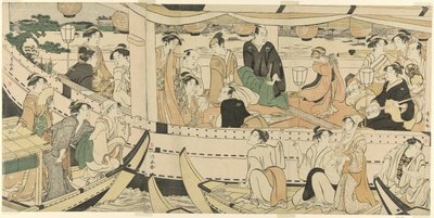 俳優たちの隅田川舟遊び 作： Torii Kiyonaga