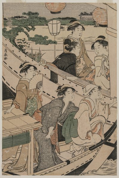 隅田川で舟遊び 作： Torii Kiyonaga