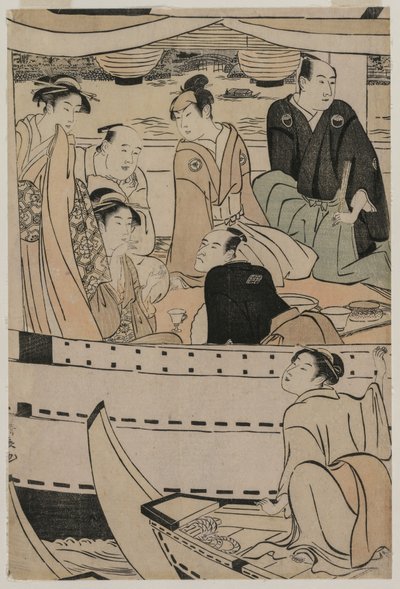 隅田川で舟遊び 作： Torii Kiyonaga