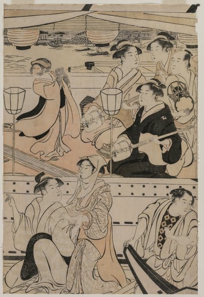 隅田川で舟遊び 作： Torii Kiyonaga