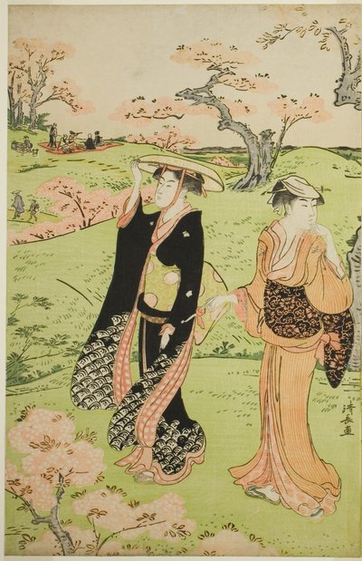 明日香の丘でお花見 作： Torii Kiyonaga