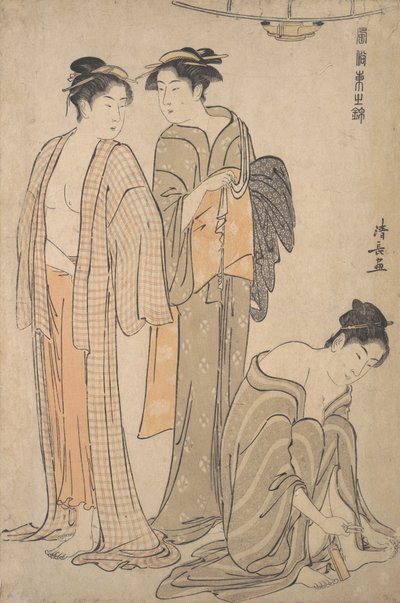 足の爪切り、お風呂上がりのトイレ。 作： Torii Kiyonaga