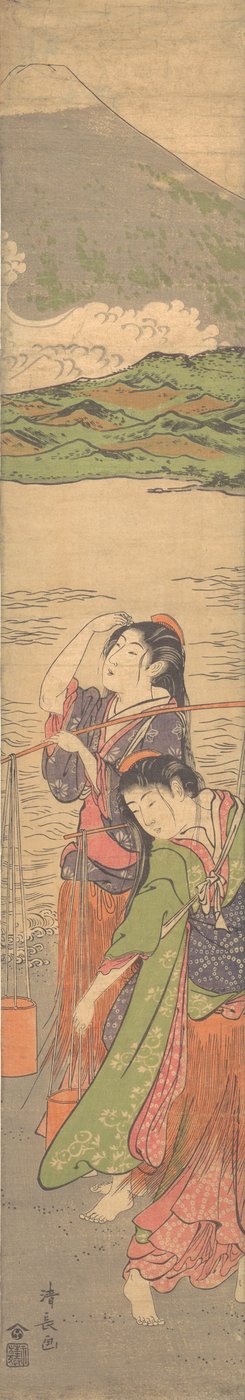 浜辺の乙女たちの踊り、18 世紀後半。 作： Torii Kiyonaga