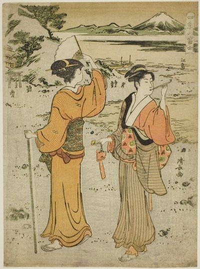 「四季の富士」より江の島 作： Torii Kiyonaga