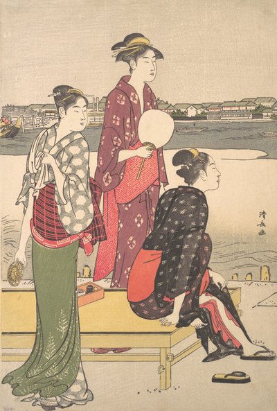 隅田川のほとりの夕べ。 作： Torii Kiyonaga