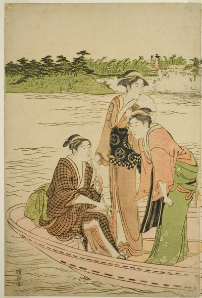 六郷川フェリー 作： Torii Kiyonaga