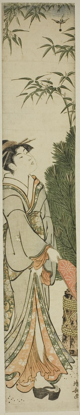 羽子板と羽根を演奏する芸者 作： Torii Kiyonaga