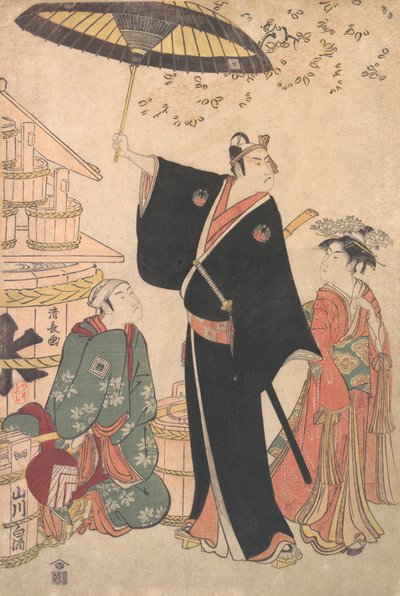 江戸桜ゆかりの助六役の市川八百蔵三代目、通称…、 作： Torii Kiyonaga