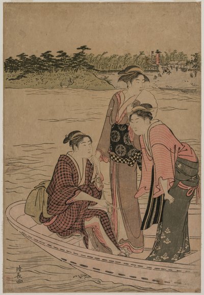 隅田川の渡船客 作： Torii Kiyonaga
