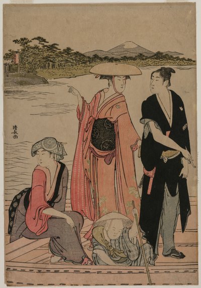 隅田川の渡船客 作： Torii Kiyonaga