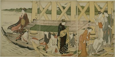 吾妻橋下の遊覧船 作： Torii Kiyonaga