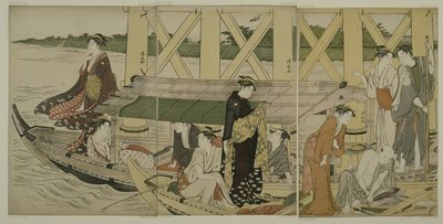 吾妻橋下の遊覧船、1784年頃 作： Torii Kiyonaga