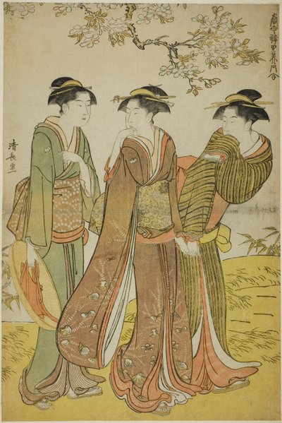 春のお出かけ 「遊園地の現代美女コレクション」より 作： Torii Kiyonaga