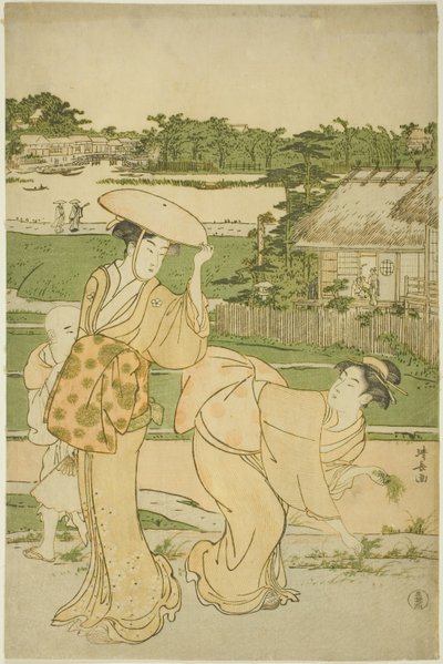 向島へ春のお出かけ 作： Torii Kiyonaga