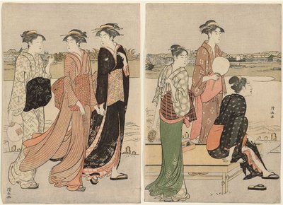 隅田川のほとりの夏の夕暮れ 作： Torii Kiyonaga