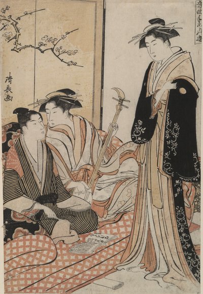 かっ?節の歌を教える: 音楽の娯楽 作： Torii Kiyonaga
