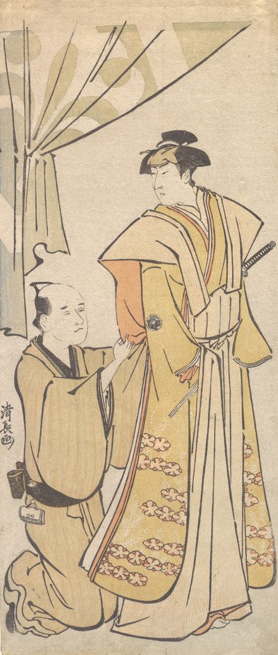 初代中村鴈治郎と従者 天明4年（1784）頃 作： Torii Kiyonaga