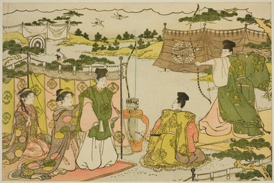 初弓道図鑑『彩色光の朝』より 作： Torii Kiyonaga