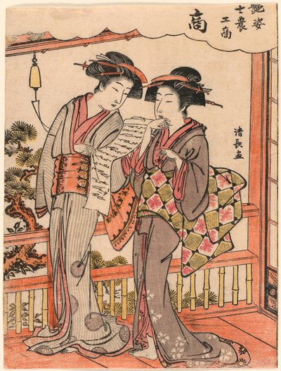 4つの社会的階級を示す美人シリーズの商人（ショー） 作： Torii Kiyonaga