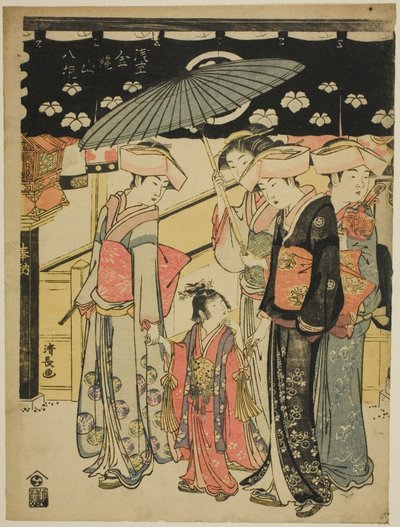 「浅草金龍山八景」より 仲見世商店街 作： Torii Kiyonaga