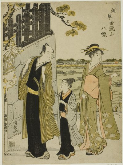 連載「浅草金龍山八景」より 駒形堂からの眺め 作： Torii Kiyonaga