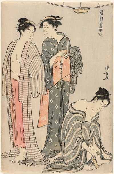 「風俗東錦」シリーズ 湯上がり三女 作： Torii Kiyonaga