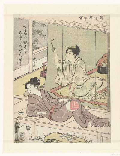 夏の夜の 2 人の女性 ユーモラスな詩集（連載タイトル） 俳風やなぎだる 作： Torii Kiyonaga