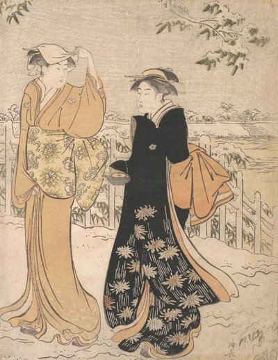 まつち坂の二人の女 江戸、ca. 1784年。 作： Torii Kiyonaga