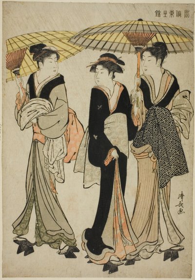 「風俗東錦」シリーズより 雨傘下 作： Torii Kiyonaga