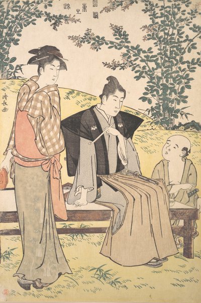 ホギラで萩を振る、1785年。 作： Torii Kiyonaga