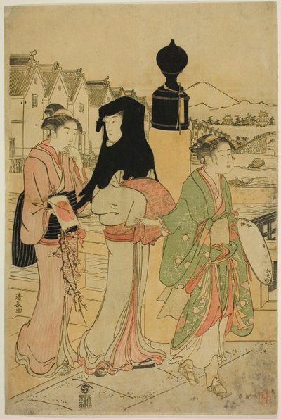 日本橋を渡る女たち 作： Torii Kiyonaga
