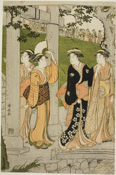 みめぐり神社に参拝する女性たち 作： Torii Kiyonaga