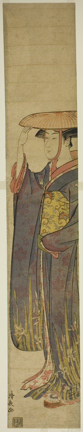 帽子をかぶった若い女性 作： Torii Kiyonaga