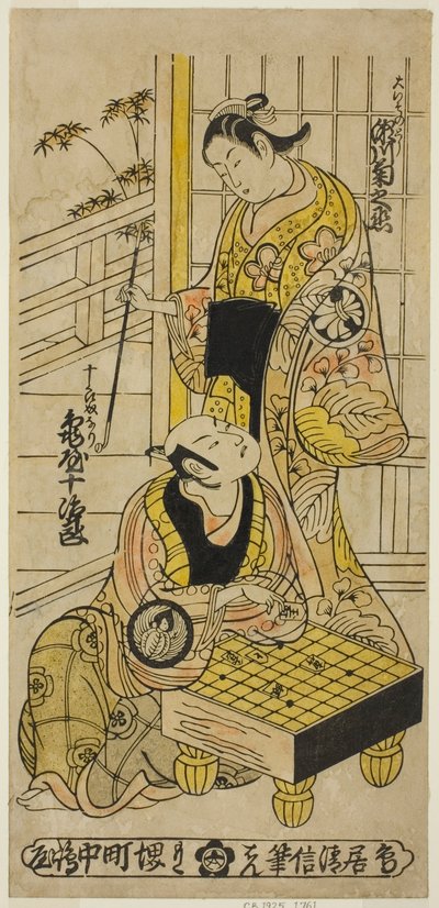 The Actors Kameya Jujiro I as Soga no Juro and Segawa Kikunojo I as Oiso no Tora in the play ”Hatsu Hikage Maizuru Soga," performed at the Nakamura Theater in the first month, 1737 作： Torii Kiyonobu II