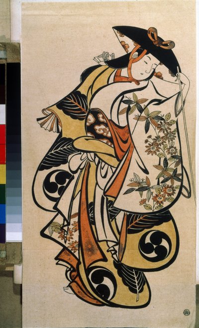 女性を演じる男性俳優。 版画 鳥居清信（1664～1729） 作： Torii Kiyonobu I