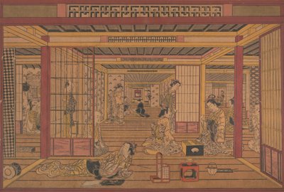 吉原の内部ビュー、カリフォルニア州。 1740年代初頭。 作： Torii Kiyotada
